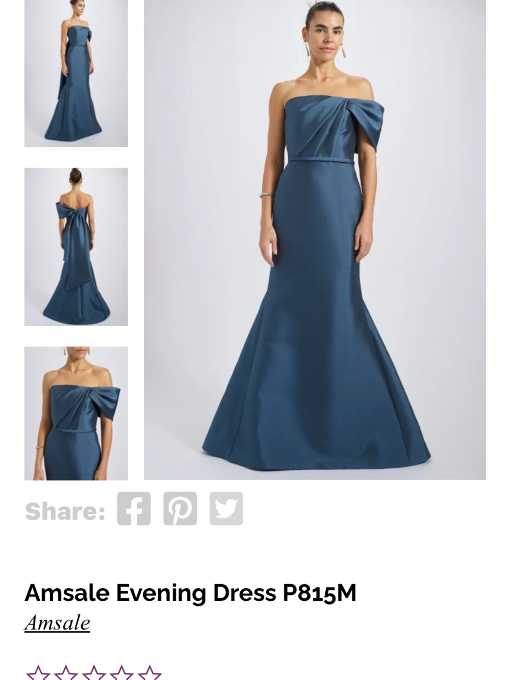 Amsale Teal Blue One-Shoulder Sculpted Bow Gown